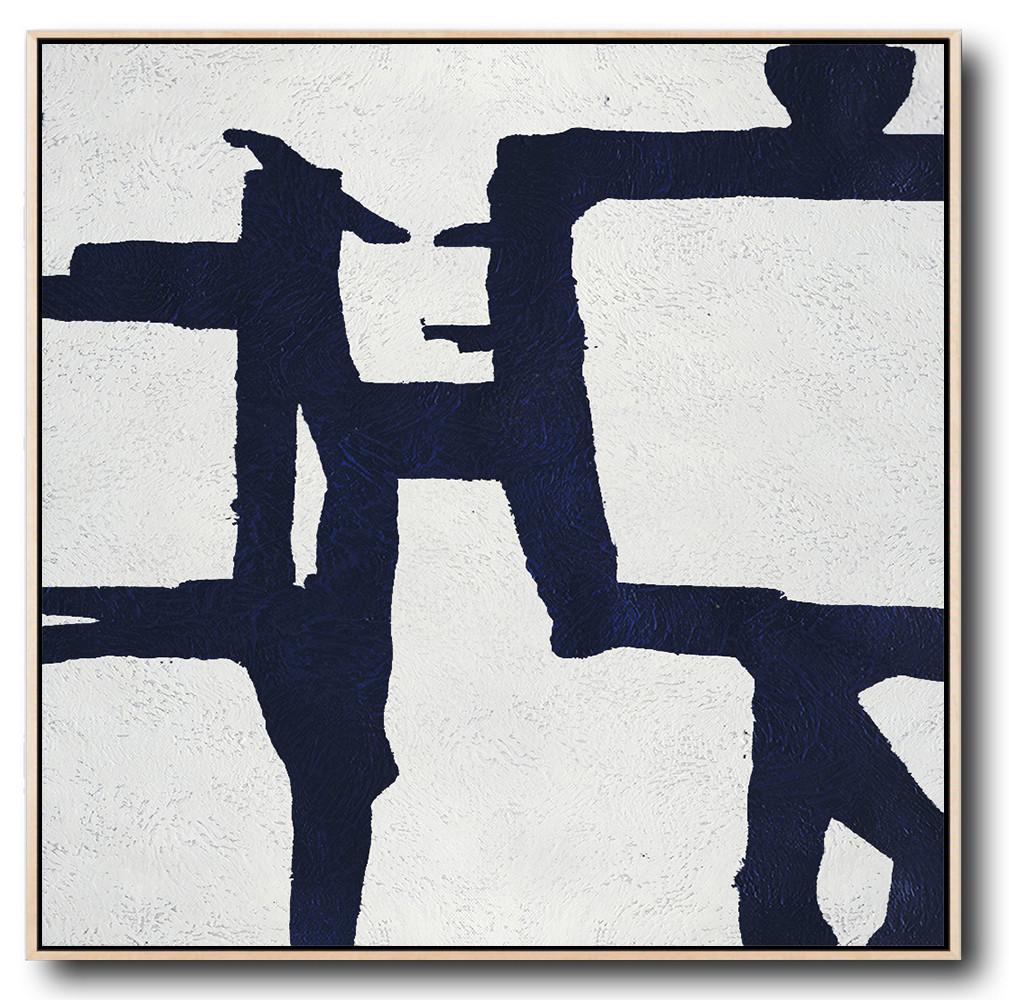 Navy Blue Minimalist Painting #NV130A - Click Image to Close